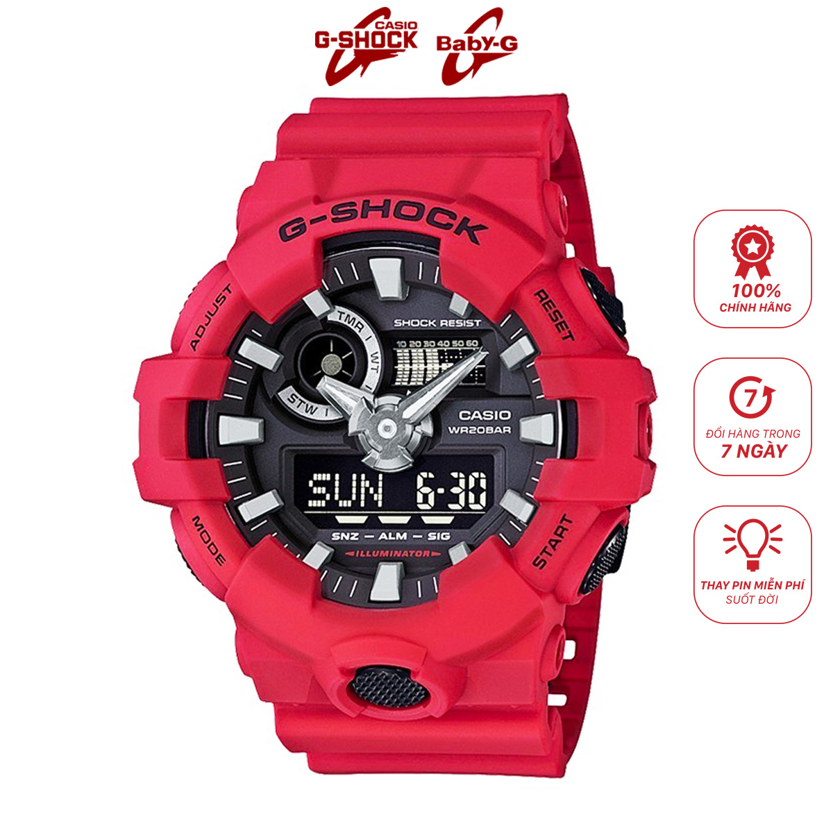 Đồng hồ nam G-Shock GA-700-4ADR chống nước 20ATM