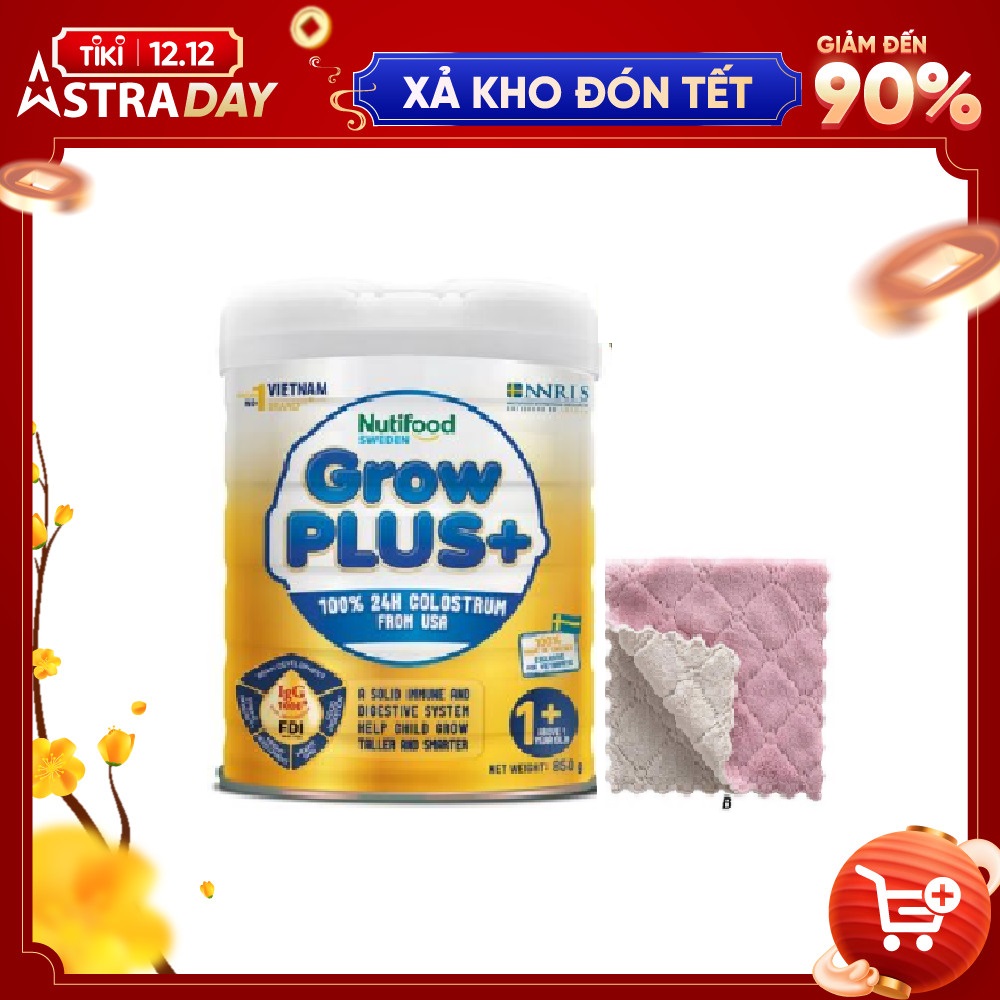 Sữa bột Nutifood Grow Plus vàng 1+ 800G bổ sung sữa non-tặng khăn