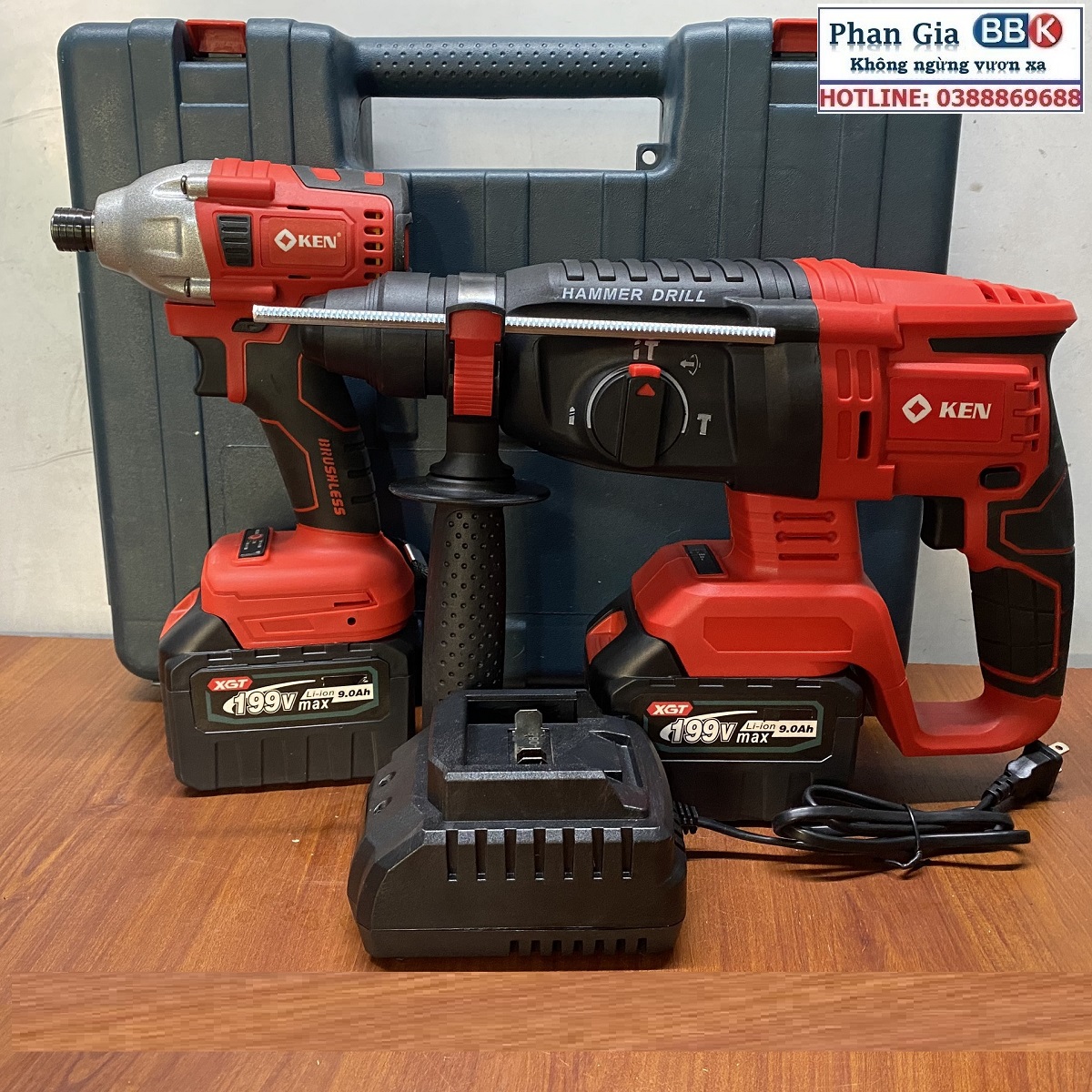 Bộ Combo 2 Trong 1 Gồm Máy Khoan Đục Bê Tông Dùng Pin 188V, Khoan Bê Tông Siêu Khỏe Và Máy Bắn Vít Cầm Tay 3 Chức Năng