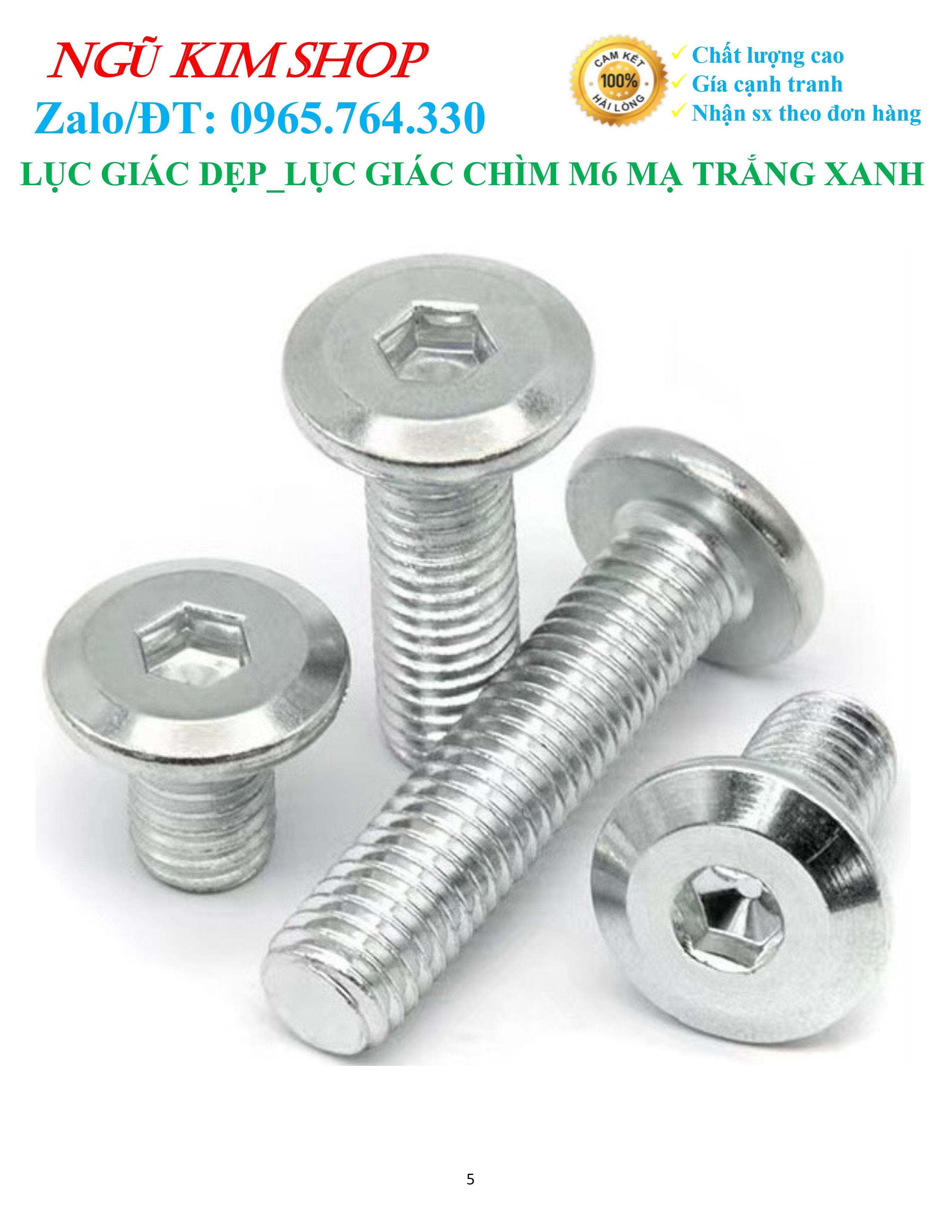 LỤC GIÁC DẸP _ LỤC GIÁC CHÌM M6 MẠ TRẮNG XANH