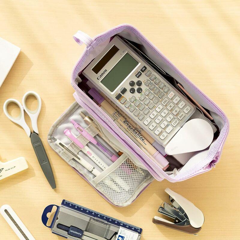 Túi bút chì có dung tích lớn cho túi bút chì với túi xách mỹ phẩm quà tặng di động cho trường văn phòng (màu tím) 22139cm