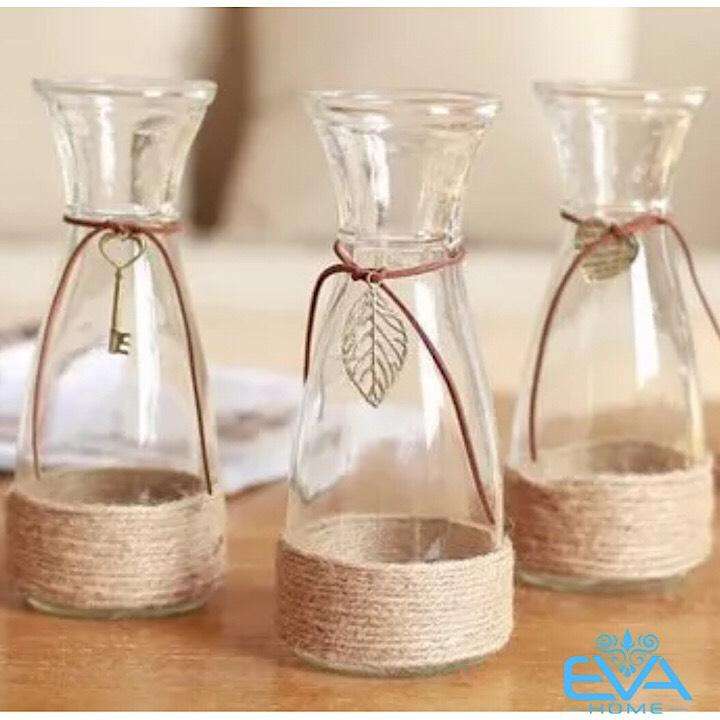 Lọ thủy tinh LOVE thắt eo 350ML cắm hoa trang trí cực xinh