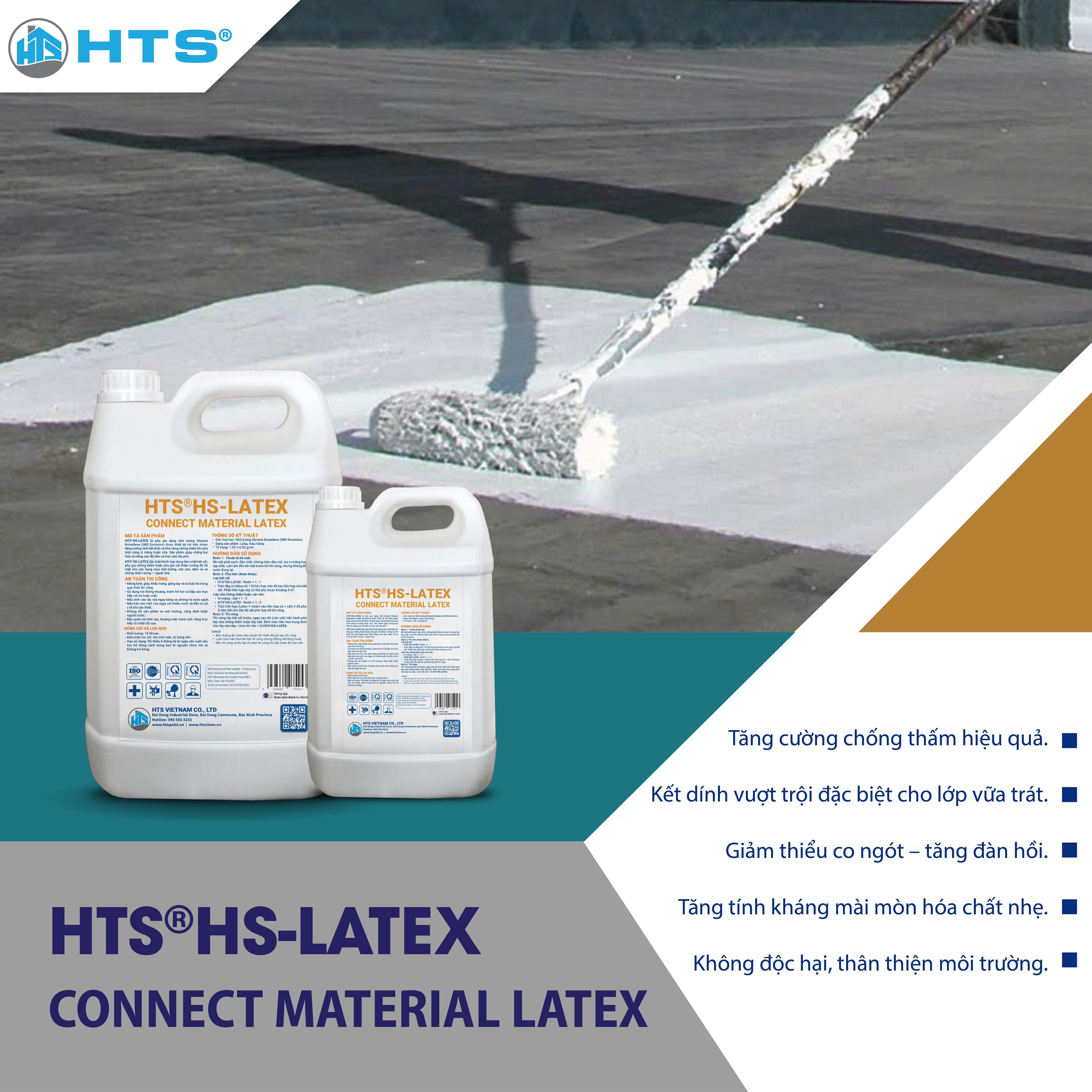 Sơn Chống Thấm Kết Nối HTS HS-LATEX - Chống thấm hiệu quả, kết dính vượt trội