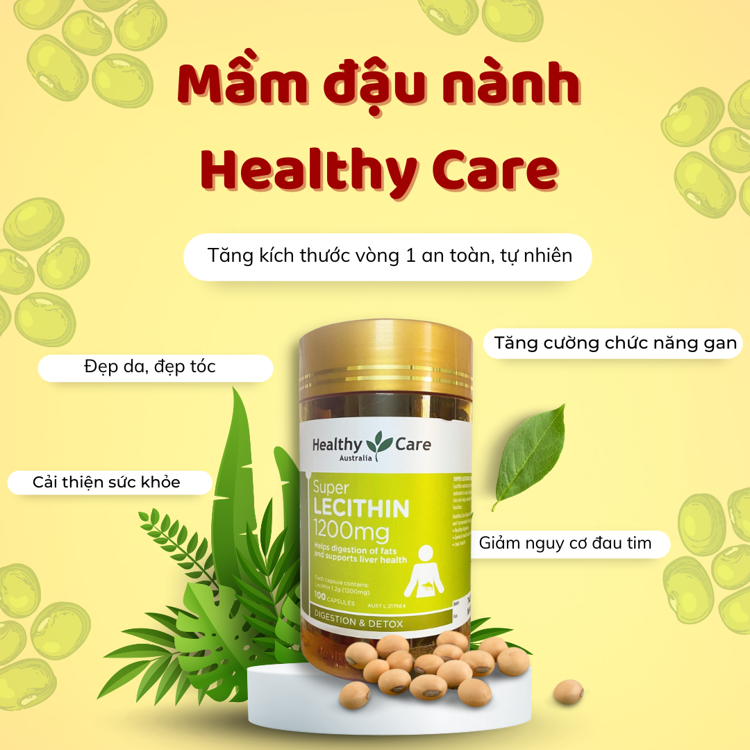 Mầm đậu nành điều hòa nội tiết Healthy Care Super Lecithin 100 viên