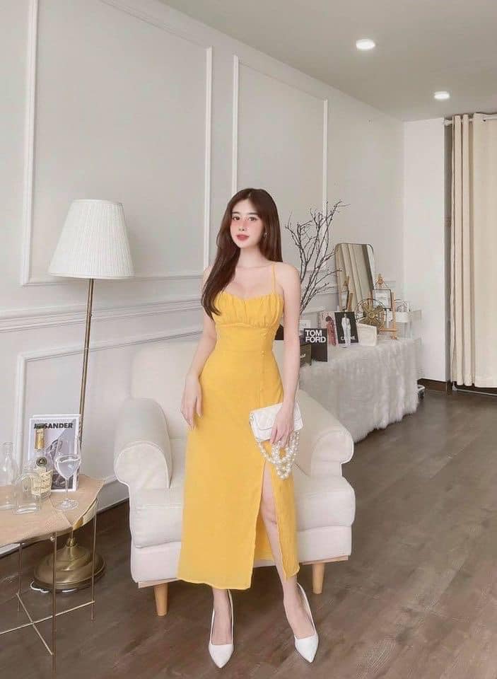 [CÓ 3 MÀU] Đầm hai dây xẻ tà đan lưng siêu sexy