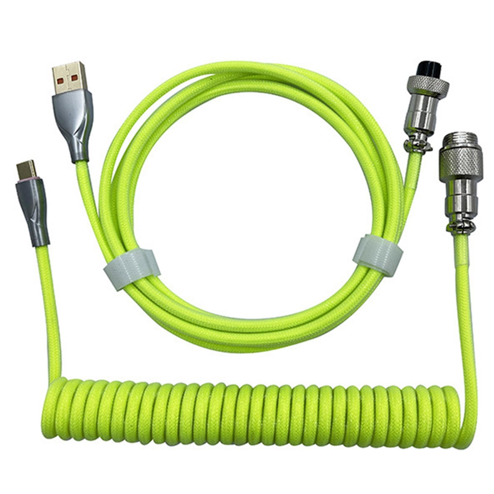 1.8M USB Coiled Cable Wire TPU Metal Keyboard Cable USB3.0 to Type C for Mechanical Keyboard Speaker
