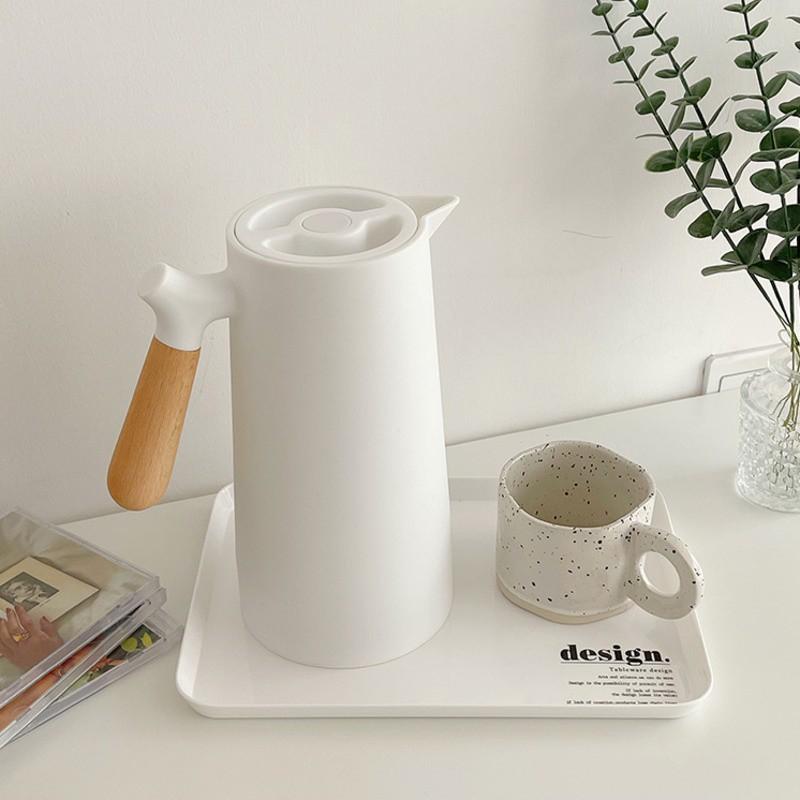 Đĩa đựng nước sốt "OuleiBình nước giữ nhiệt bằng kính cỡ lớn có tay cầm bằng gỗ tiện dụng