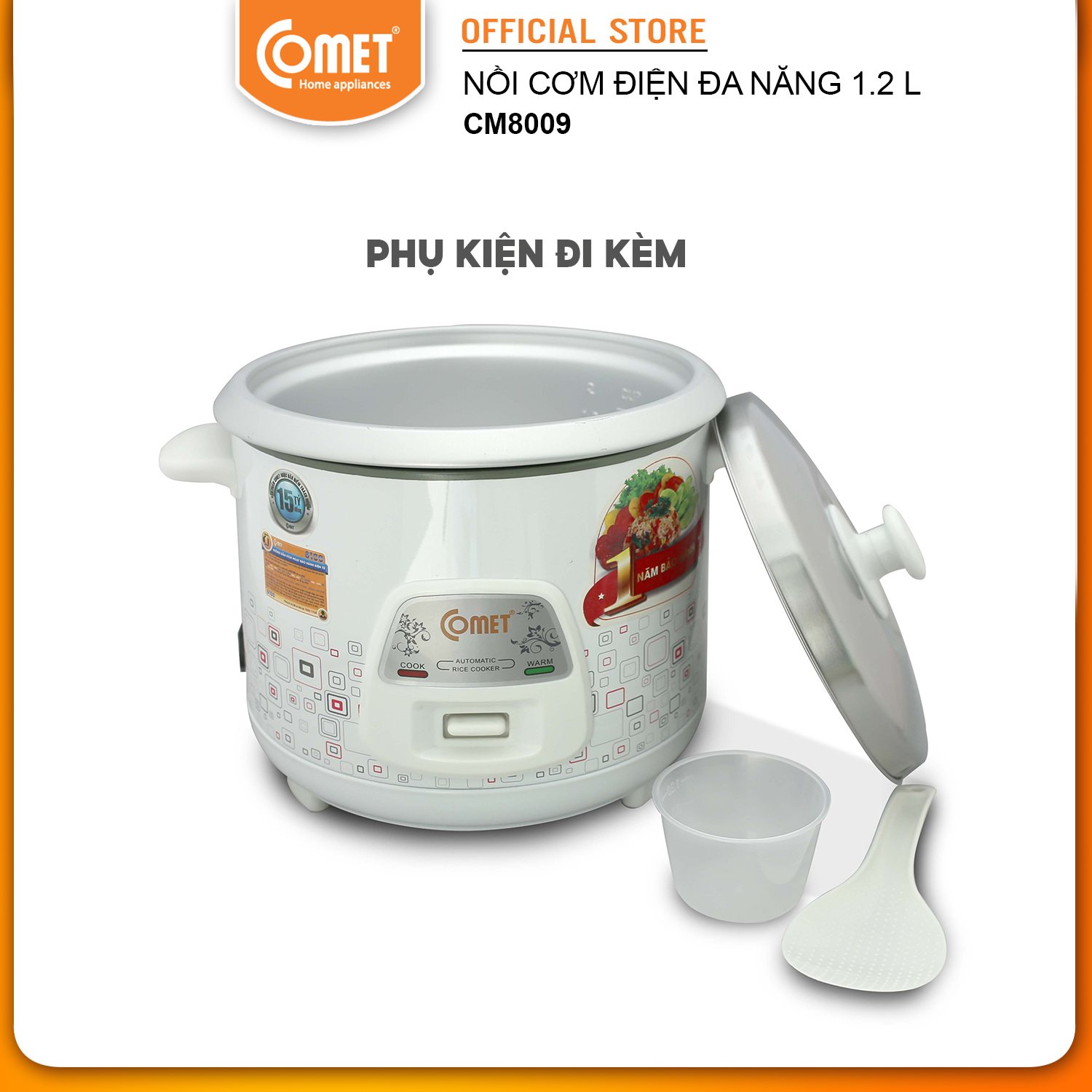 Nồi Cơm Điện Nắp Rời 1,2L Comet CM8009 - Hàng chính hãng