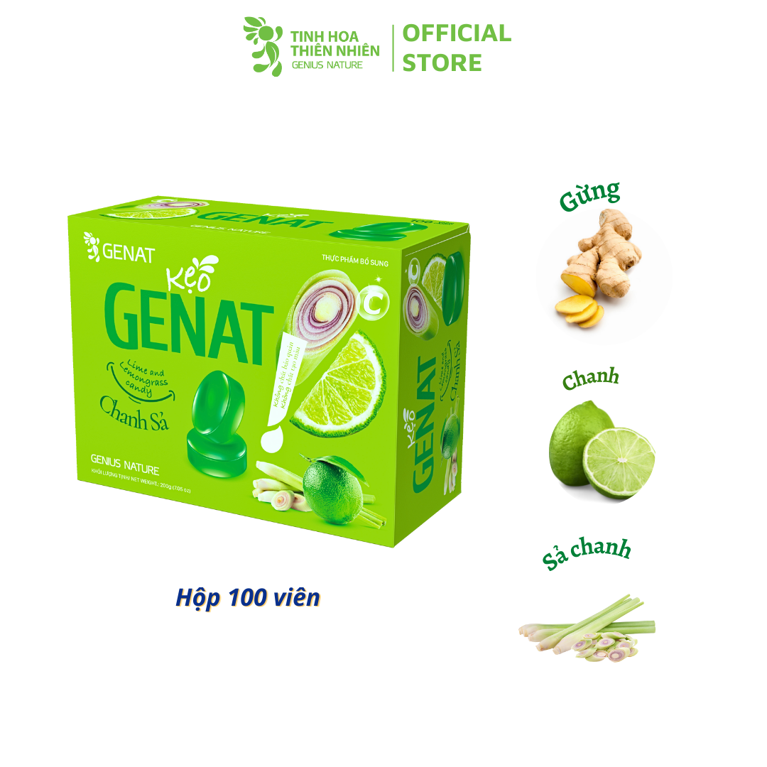 Kẹo ngậm Genat Chanh Sả (Hộp 100 viên) - Giao 2H HCM