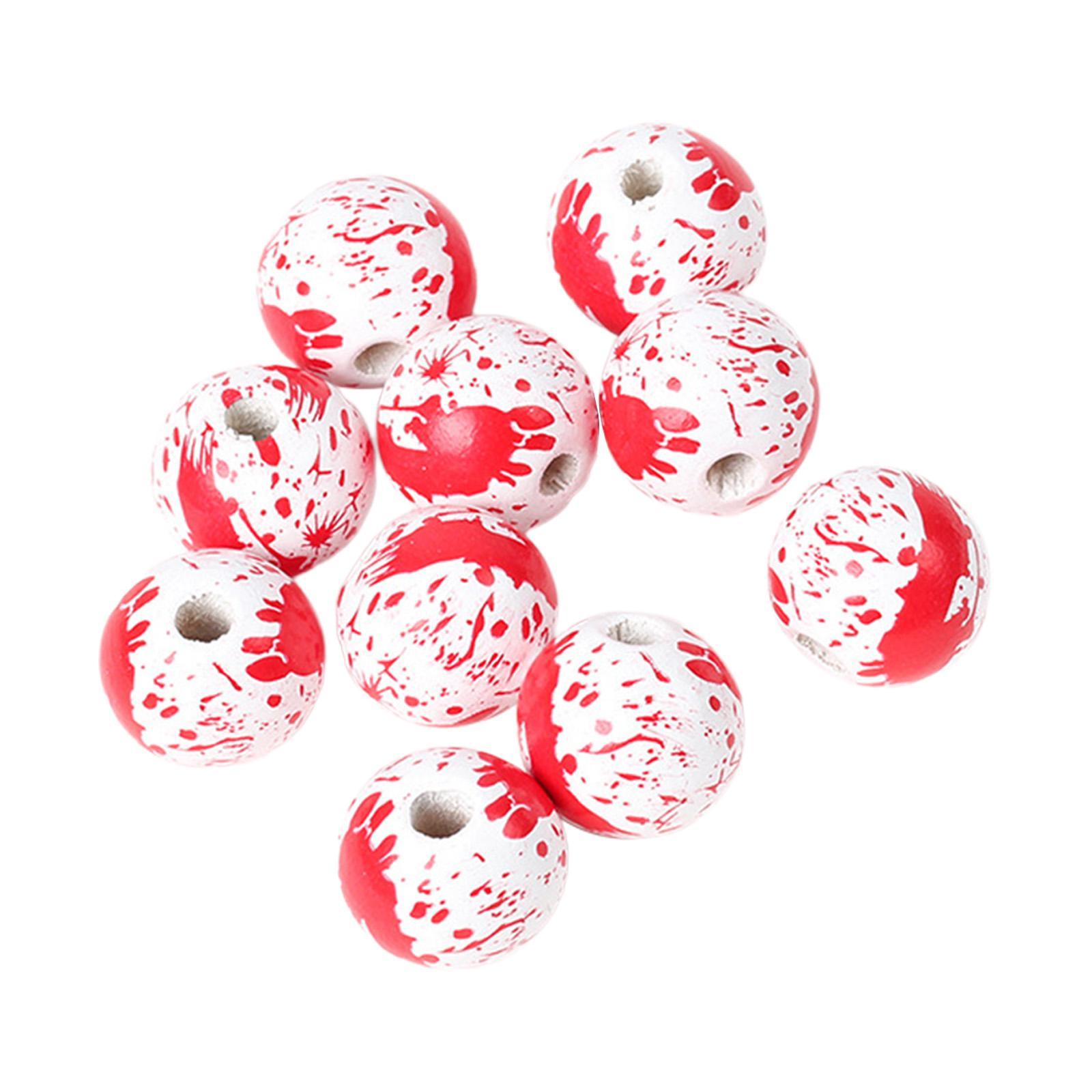 10x Halloween Wooden Beads DIY Crafts Round Loose Spacer Beads with Holes