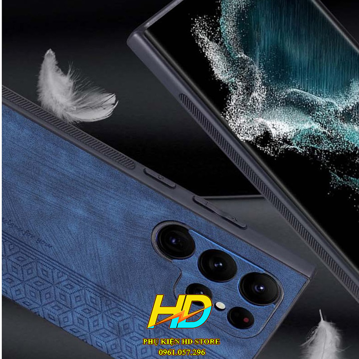 Ốp Lưng Da Dành Cho Samsung Galaxy S23 Ultra Chính hãng AZNS Sang Trọng, Kẻ Vân Sọc Nổi Bật, Ốp Chống Sốc- Hàng Chính Hãng