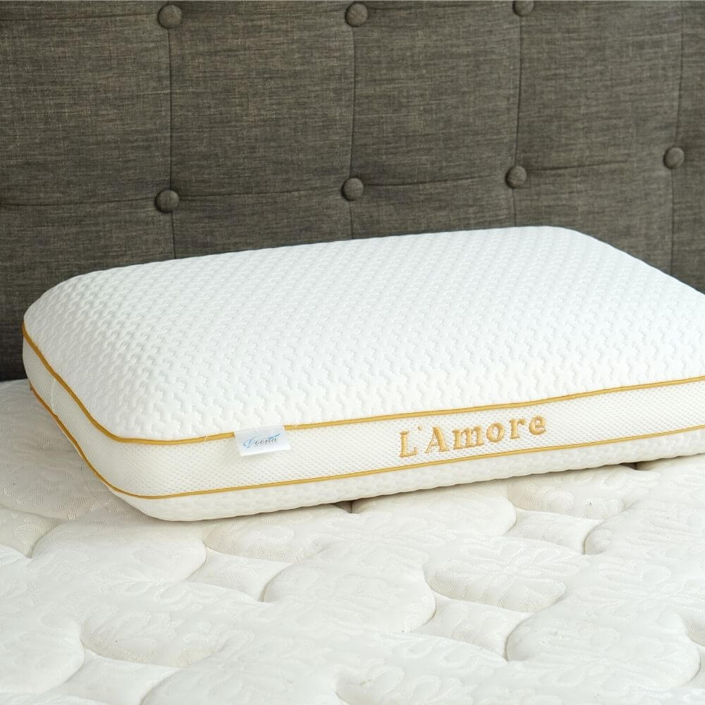 Gối cao cấp Memory Foam Doona L'Amore Gel Cool 35x55cm nâng đỡ đốt sống cổ, kết hợp Gel Silicone massage thư giãn êm ái bất ngờ