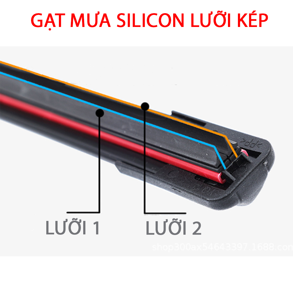 Gạt mưa Silicone xương mềm Lưỡi kép