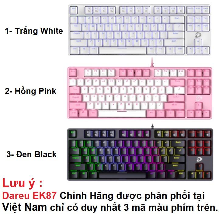 Bàn phím cơ Gaming DAREU EK87 - Black (RED Led, Blue/ Brown/ Red D switch) Hàng Chính Hãng