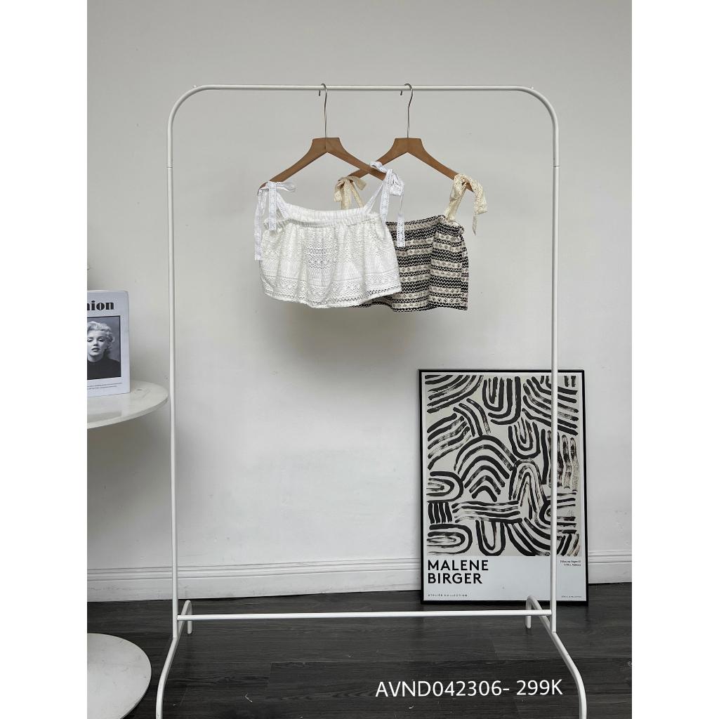 Áo nữ croptop 2 dây bản to họa tiết ren hàng thiết kế avnd042306 by germe