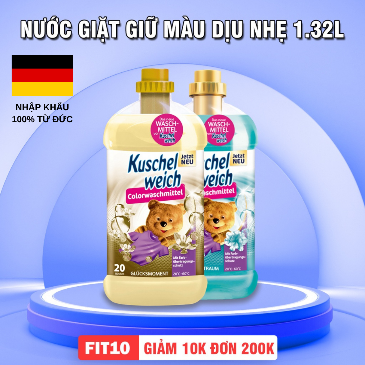 Nước giặt giữ màu dịu nhẹ KUSCHELWEICH bé yêu chai 1.32L