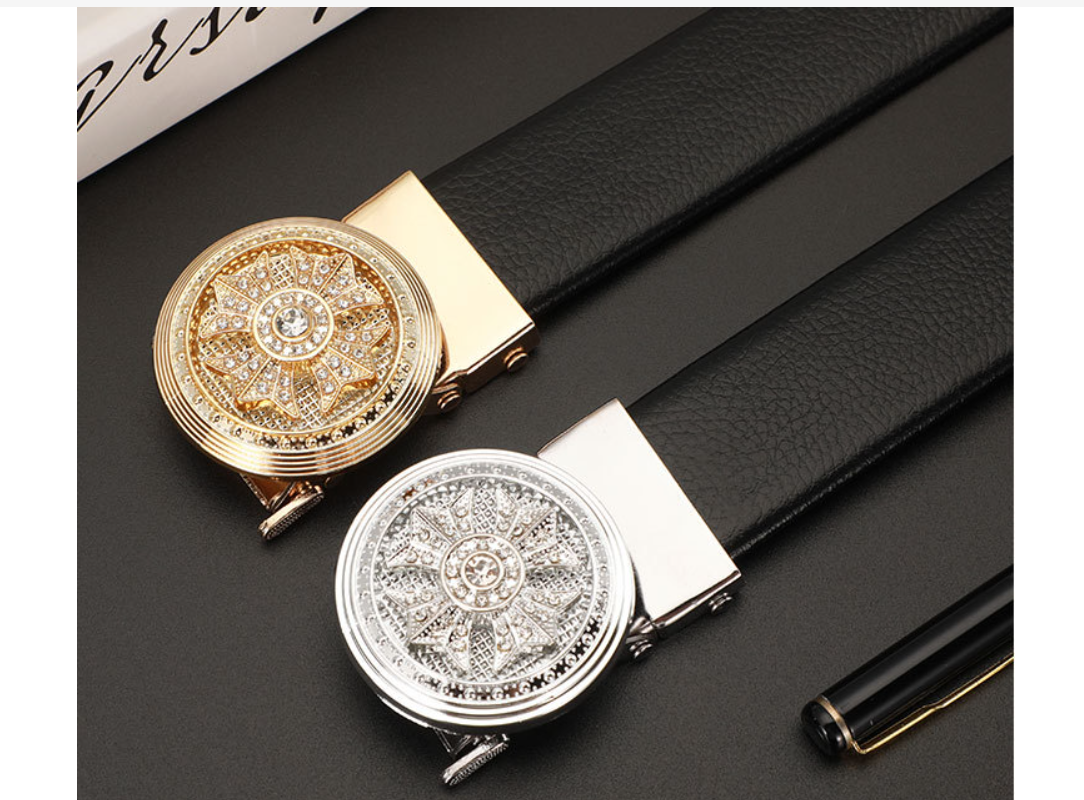 Thắt lưng da nam mặt khóa tự động và khóa xoay hợp kim cao cấp phong cách hàn quốc