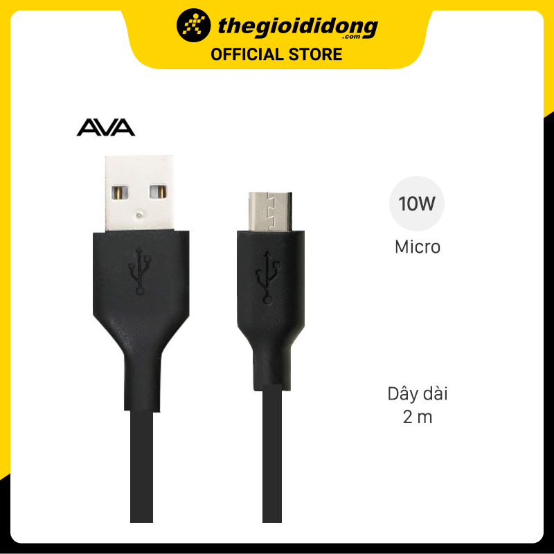 Cáp Micro 2m AVA DS454 Đen - Hàng chính hãng