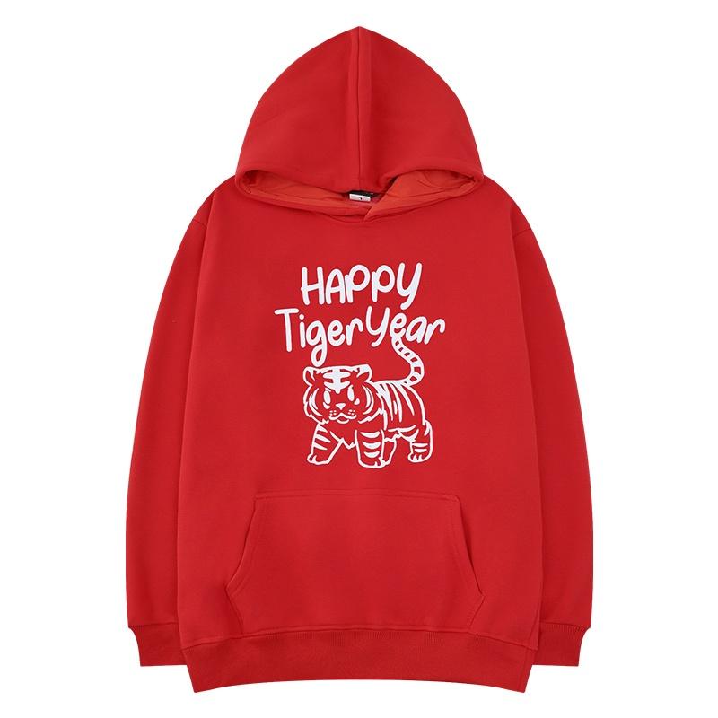 Áo Hoodie lót lông Nelly Heybig Thời Trang Màu Đỏ Tuổi Dần Dày Dặn lót lông oversize dành cho nam và nữ