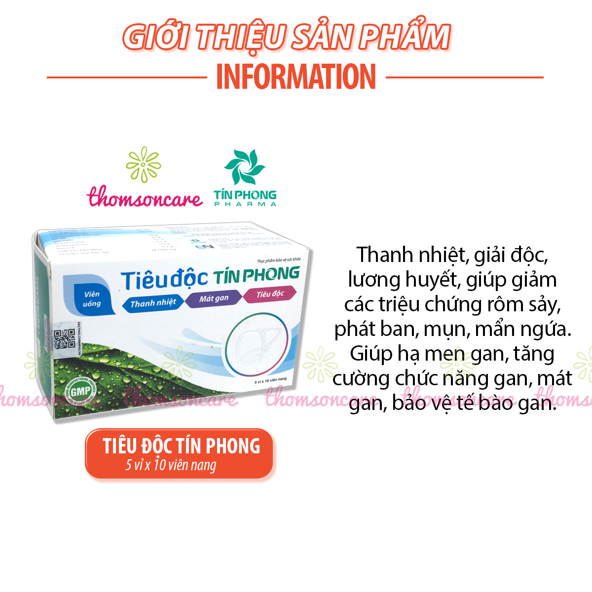 Viên uống Tiêu Độc Tín Phong - Bổ gan, thanh nhiệt, giảm mẩn ngứa, mề đay - Hộp 50viên từ cà gai leo và diệp hạ châu