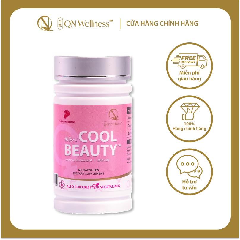 Viên Uống Bổ Sung Cho Nữ Giới Cool Beauty QN Wellness Chiết Xuất Cây Dong Riềng, Giúp Làn Da Khỏe Mạnh, Hỗ Trợ Giấc Ngủ Ngon, Duy Trì Sức Khỏe Xương Khớp, Cải Thiện Trao Đổi Chất - Hộp 60 Viên