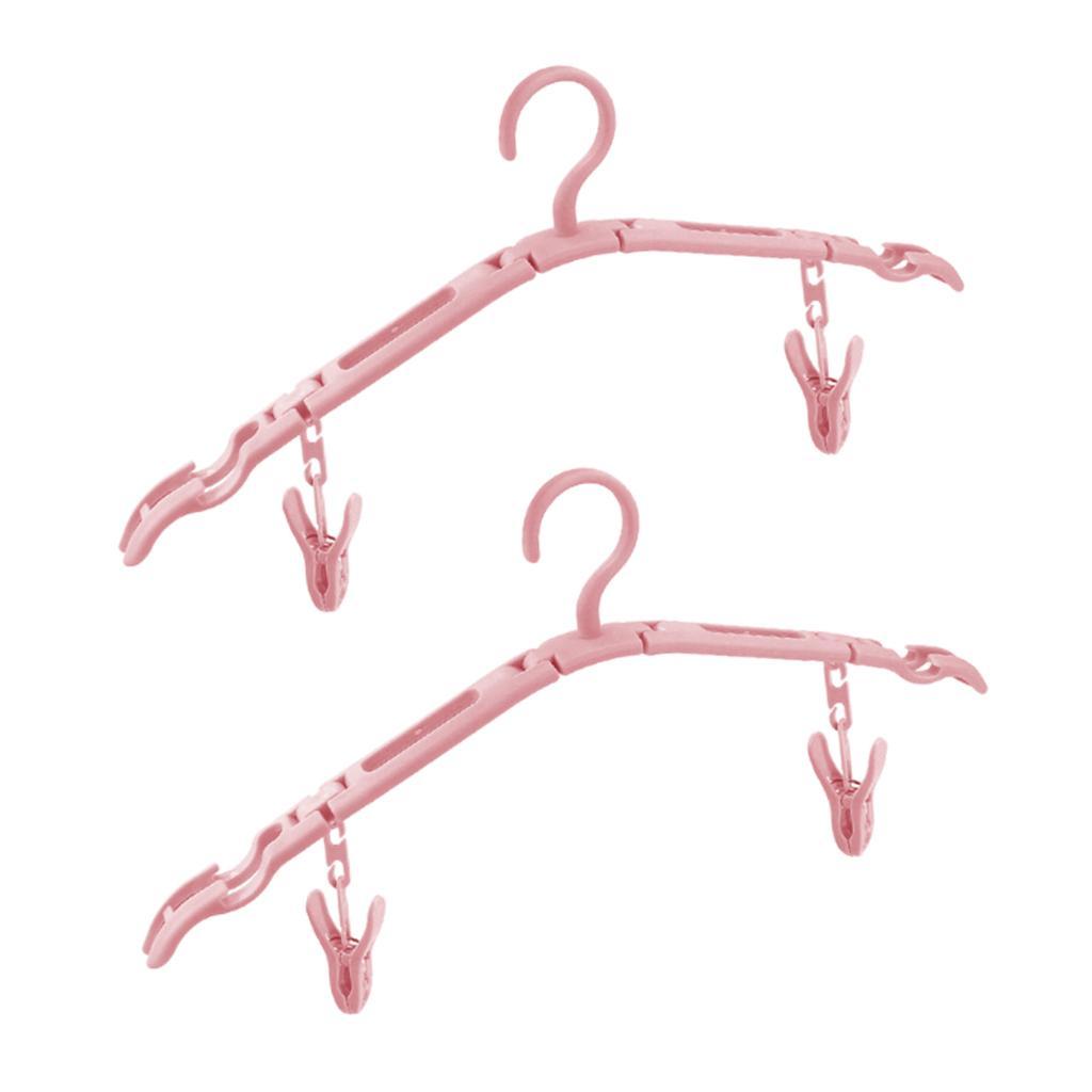 2 Pack Travel Hangers Folding Hangers with 4 Clips Portable Clothes Hangers, Non-Slip, Lightweight for Home and Travel