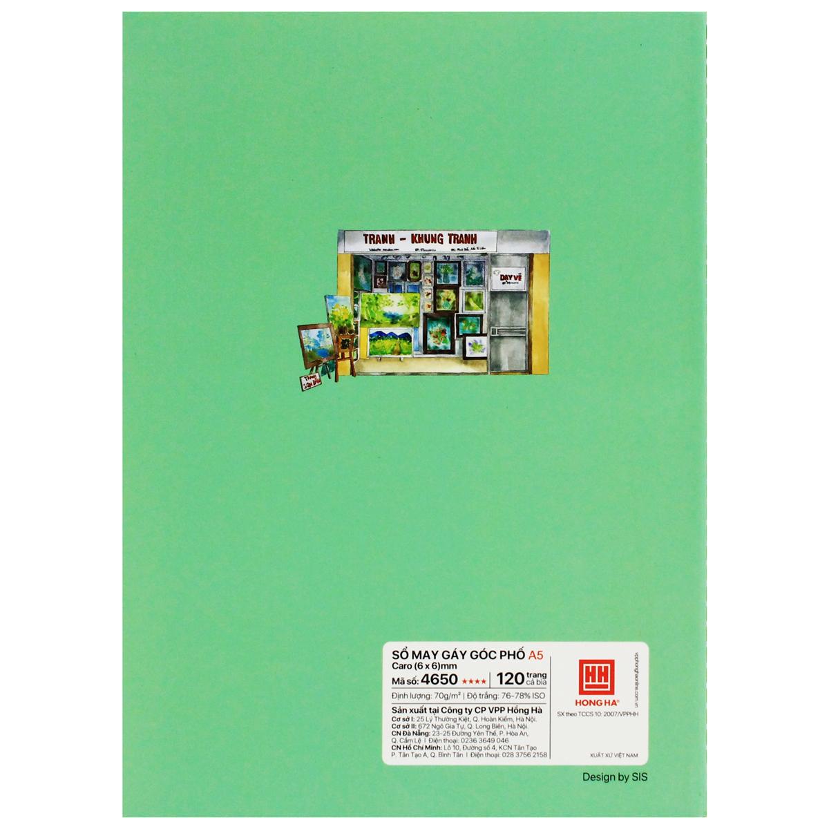 Sổ May Gáy Góc Phố A5 - Kẻ Ô Vuông - 120 Trang 70gsm - Hồng Hà 4650 (Mẫu Bìa Giao Ngẫu Nhiên)