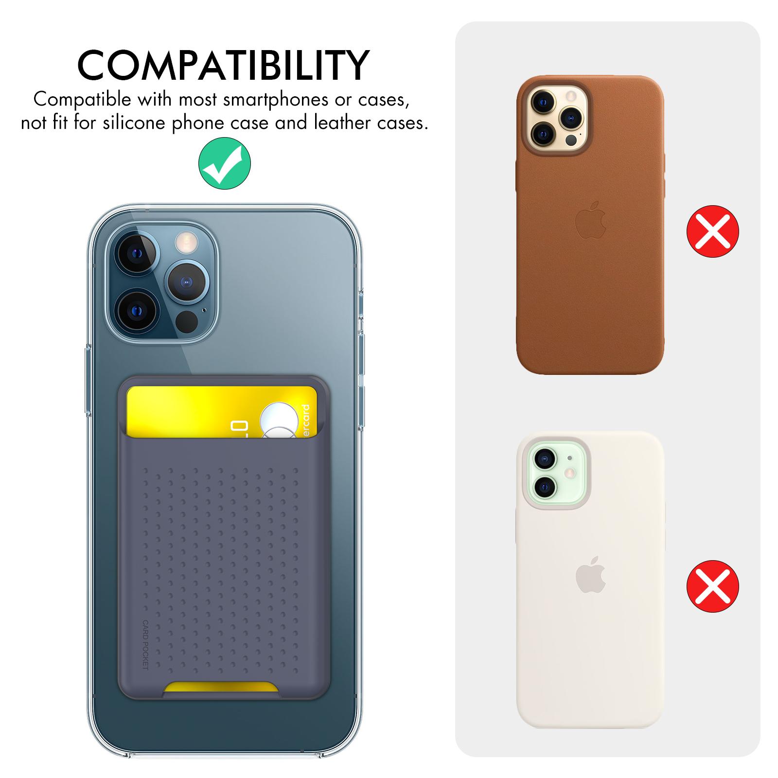 Silicone Adhesive Mobile Phone Back Card Sleeve Solid Color Card Holder Compatible For Iphone
