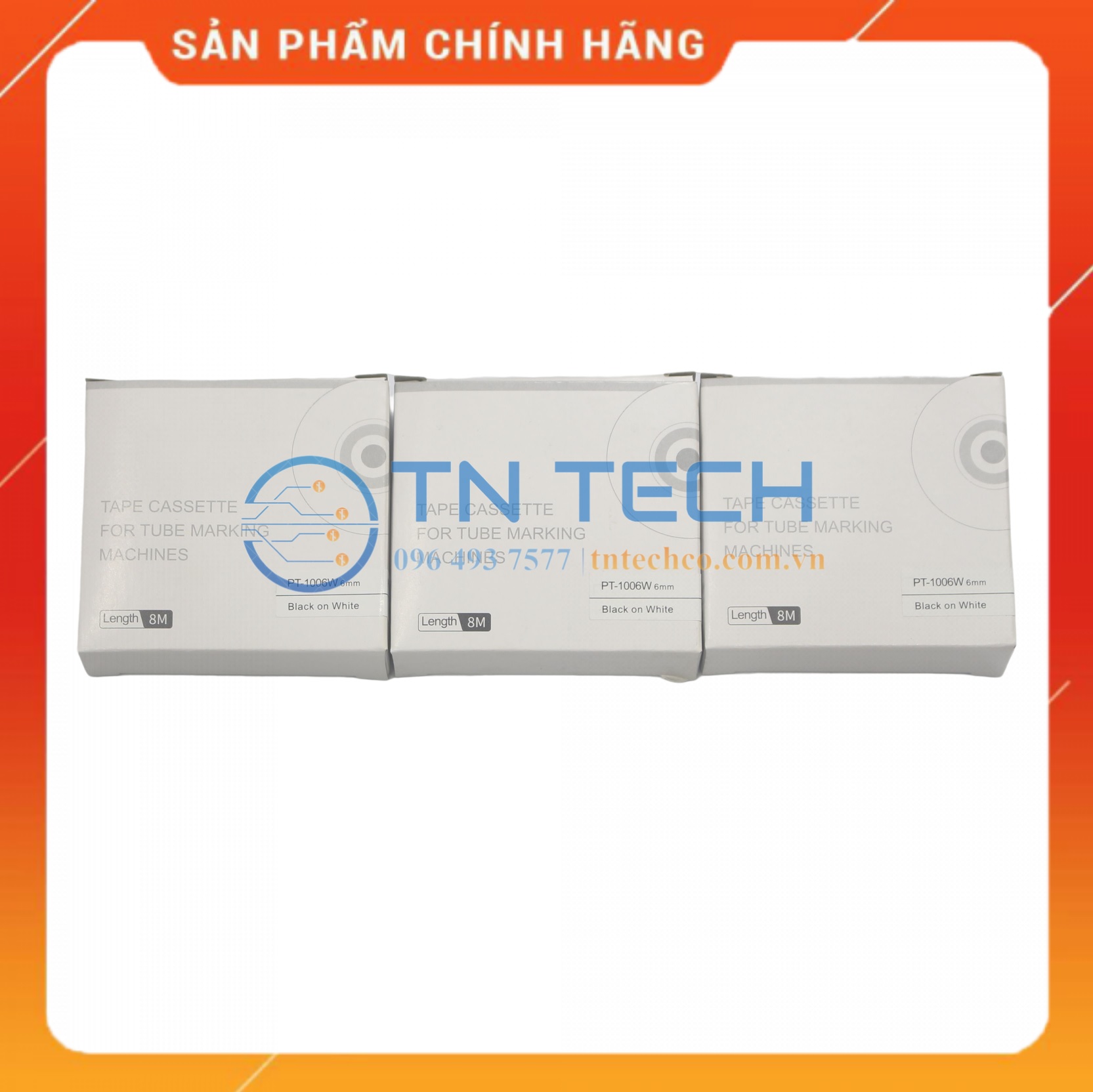 Nhãn in PUTY PT-1006W - Chữ đen nền trắng 6MM x 8M - Dùng cho máy in ống PUTY PT-1010 [Hàng nhập khẩu]
