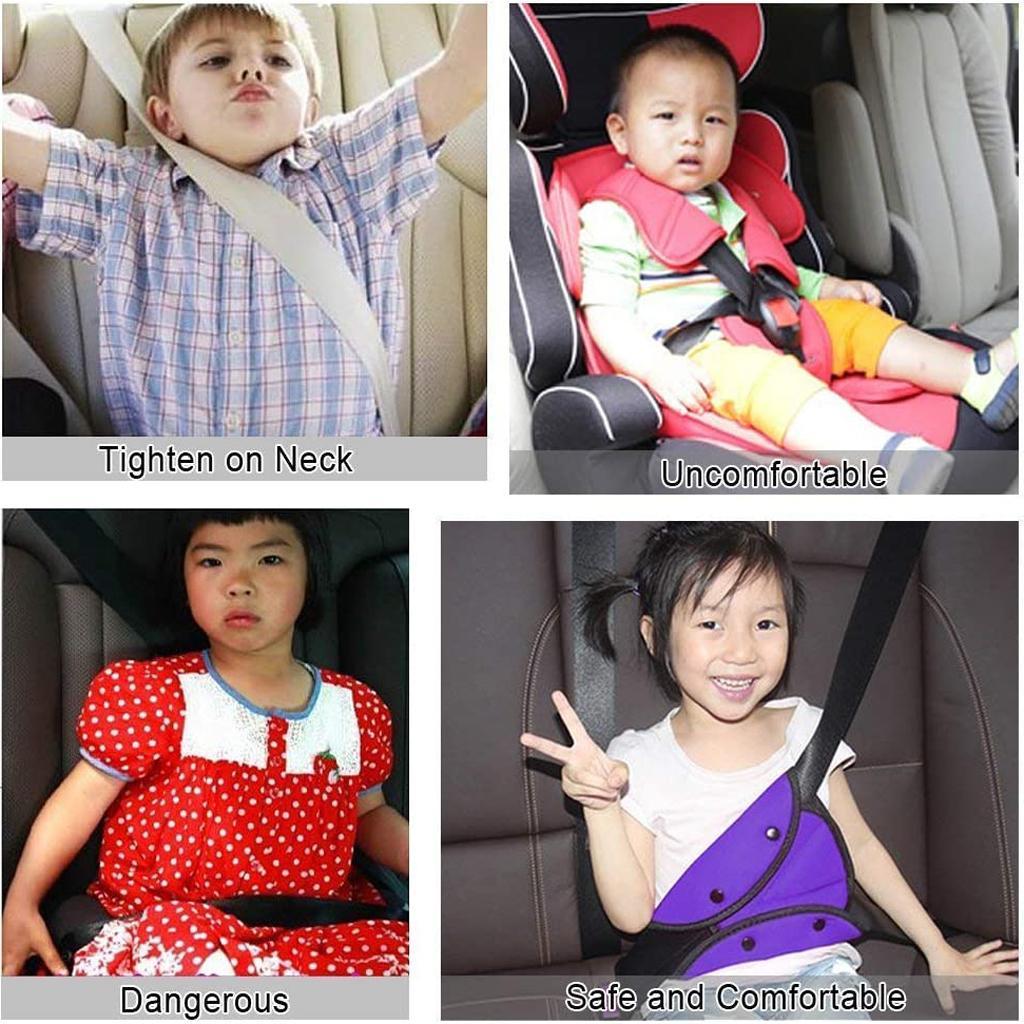 4xKids Car Safety Seatbelt Adjuster Universal Seat Belt Triangle Holder Gray