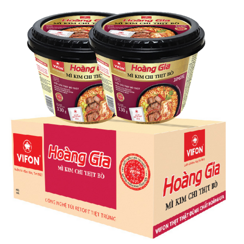 Thùng 12 Tô Kim Chi Thịt Bò HOÀNG GIA VIFON (130gr / Tô)