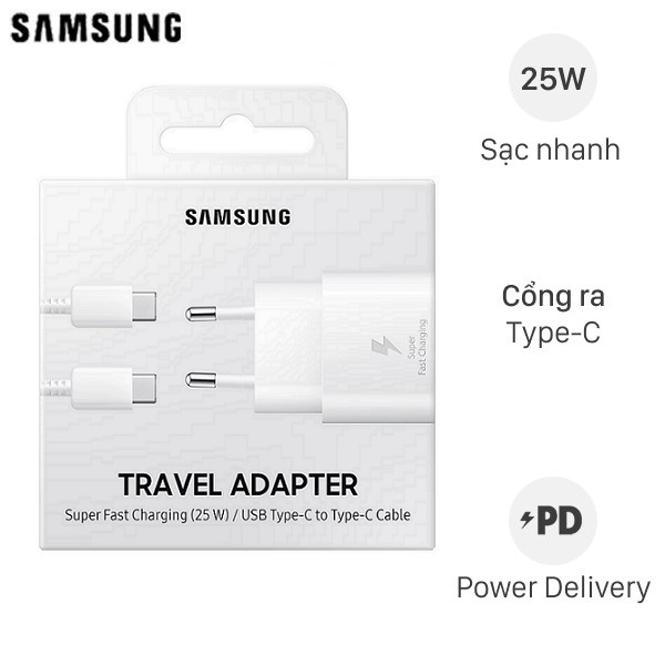 Bộ sạc Samsung 25W (Kèm cáp C-C, 1m) (EP-TA800) - Hàng Chính Hãng