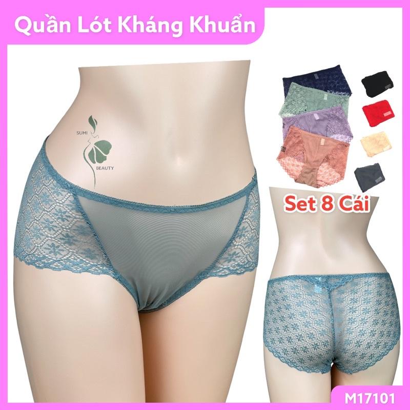 Set 8 quần lót nữ kháng khuẩn hàng Đài Loan lưng cao chất liệu mềm mại thoáng mát reng cực đẹp - M17101