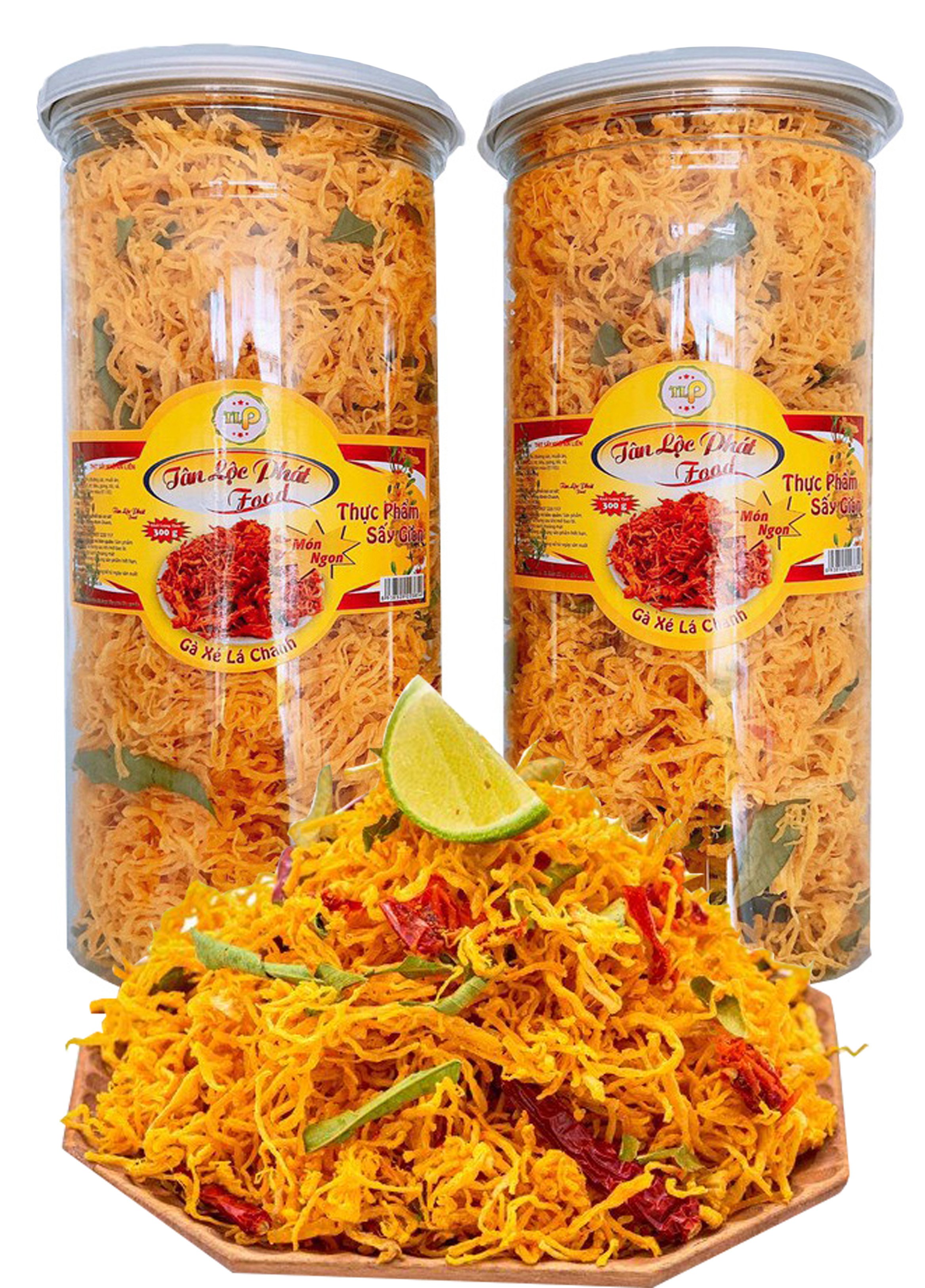 COMBO 2 HŨ KHÔ GÀ XÉ LÁ CHANH TÂN LỘC PHÁT - MỖI HŨ 300G