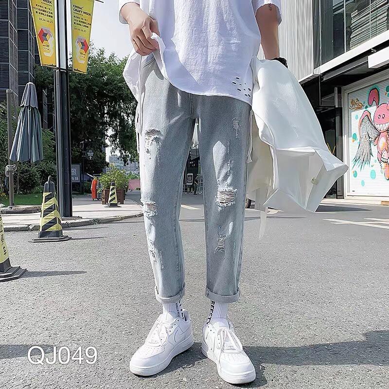 QJ049 - QUẦN JEAN BAGGY NAM WASH RÁCH BẠC