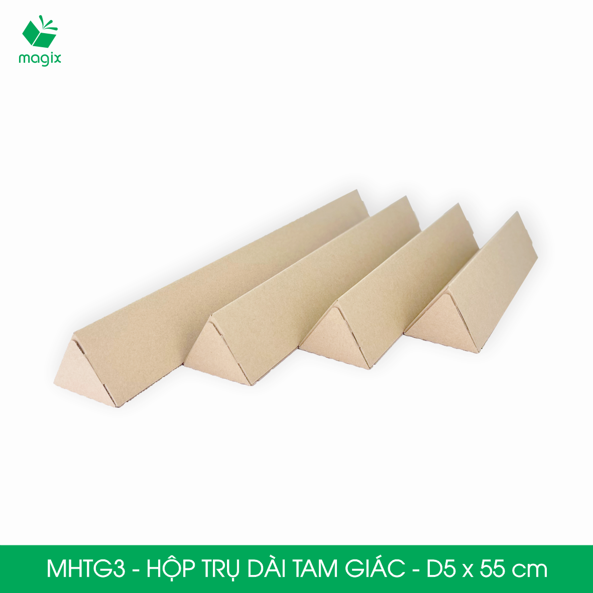 MHTG3 - D5x55 cm - 20 Hộp trụ dài tam giác thay thế ống giấy - Hộp carton đóng gói hàng