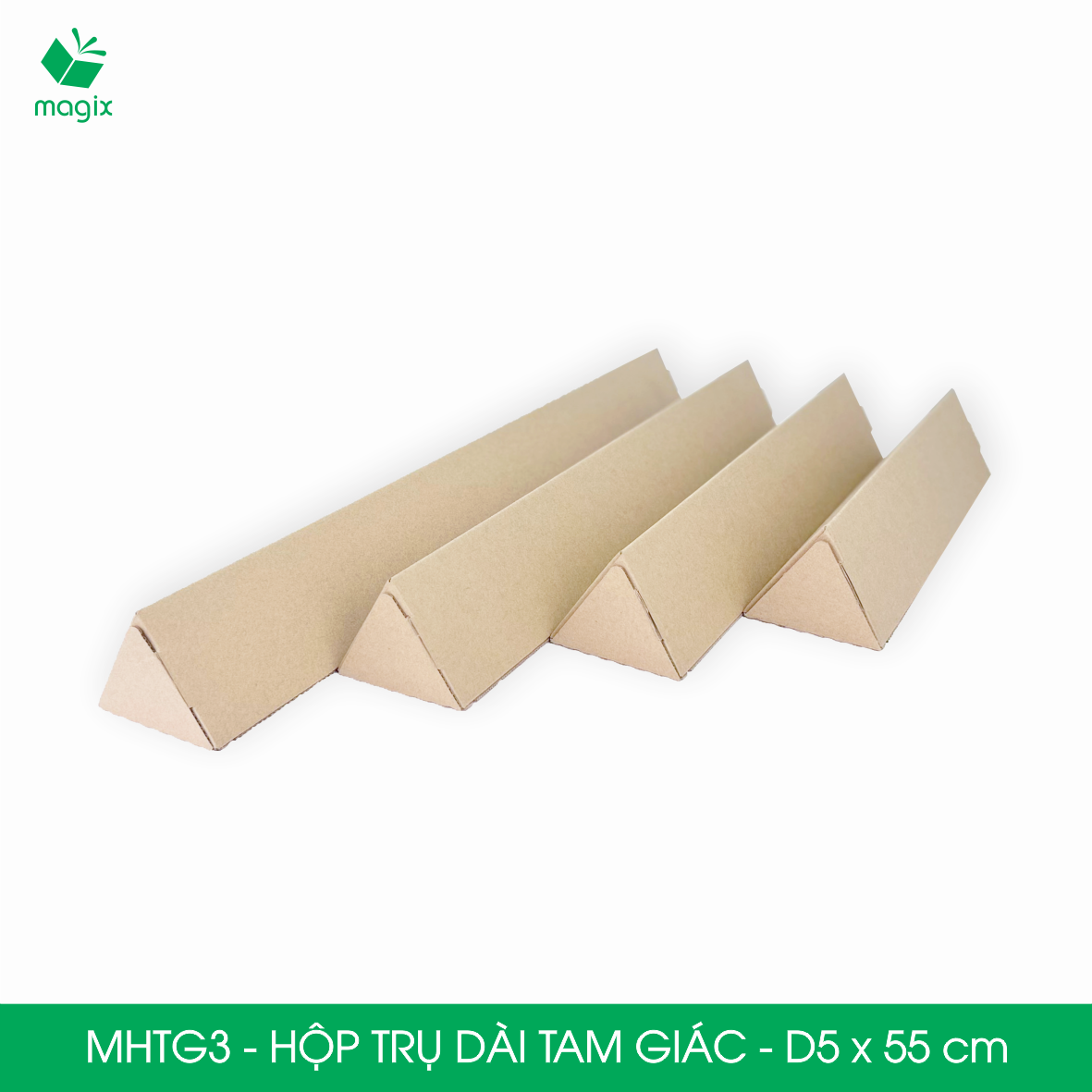MHTG3 - D5x55 cm - 60 Hộp trụ dài tam giác thay thế ống giấy - Hộp carton đóng gói hàng