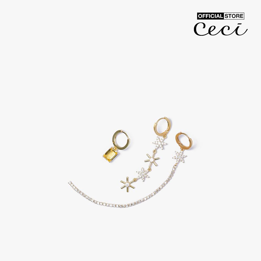 CECI - Set 7 khuyên tai nữ khoen tròn đính đá sang trọng CC1-05000041