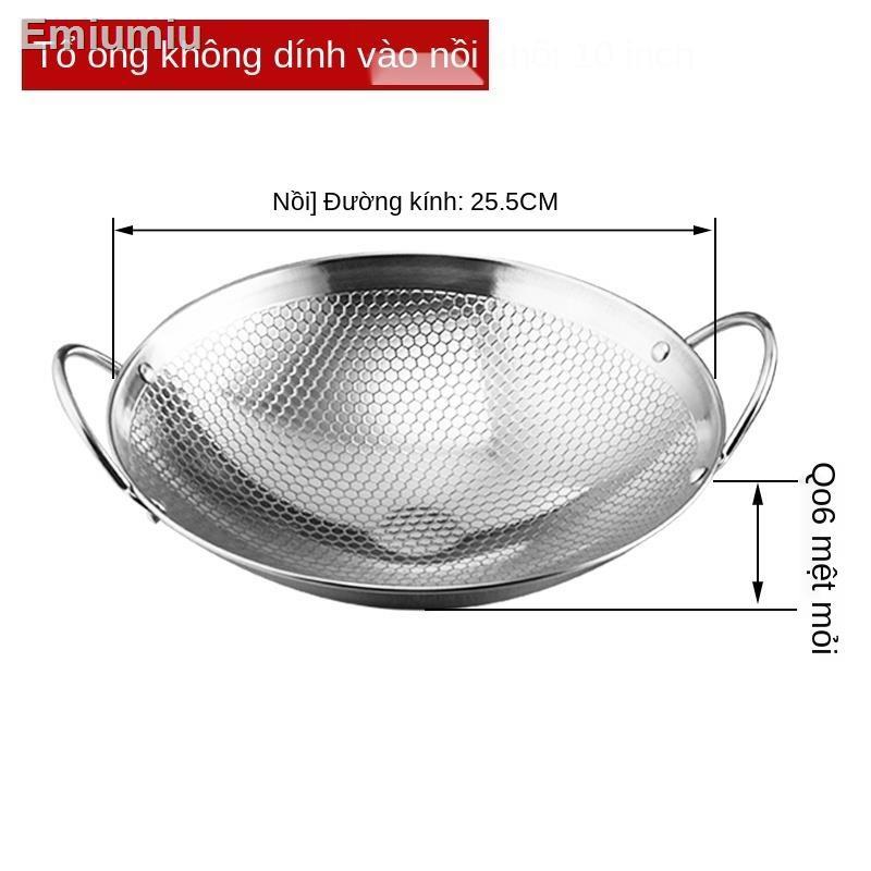 ๑Thép không gỉ không- thanh khô nồi niêu đáy tròn nồi lẩu nhỏ xíu mại đôi tai dày