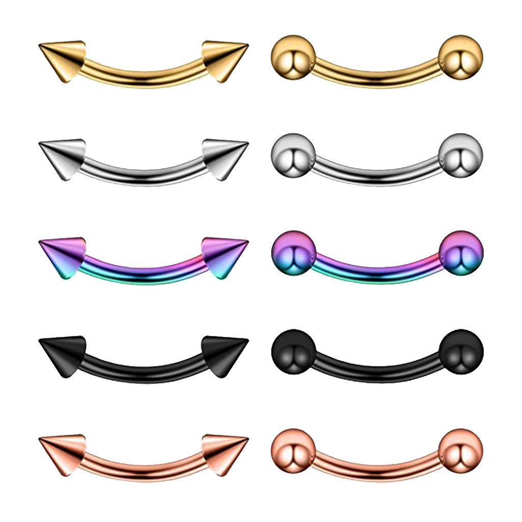 2-7pack 10Pcs 16G Stainless Steel Eyebrow Ear Lip Navel Ring Piercing Jewelry