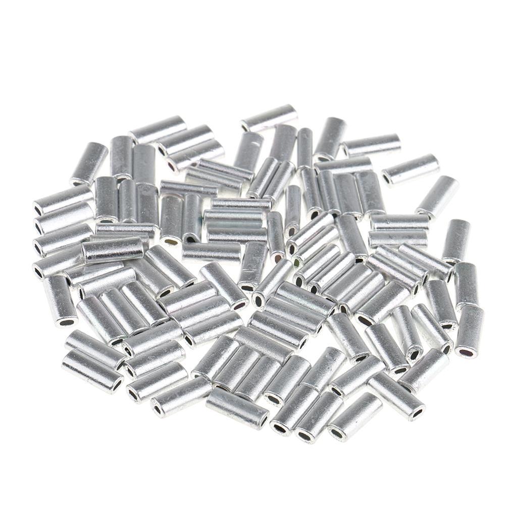 200 Pieces 1.2mm-1.5mm Inside Diameter Fishing Wire Leader Crimps Single Barrel Crimping Sleeves Aluminum Tube Connector Fishing Tackle Kit