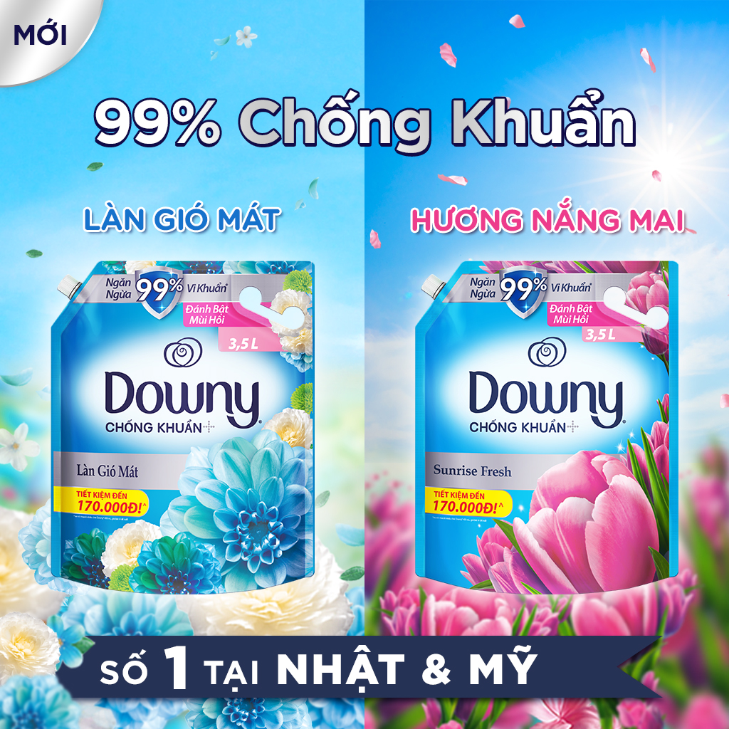 Combo 2 Nước Xả Vải DOWNY Hương Nước Hoa Cao Cấp Túi 3.5L