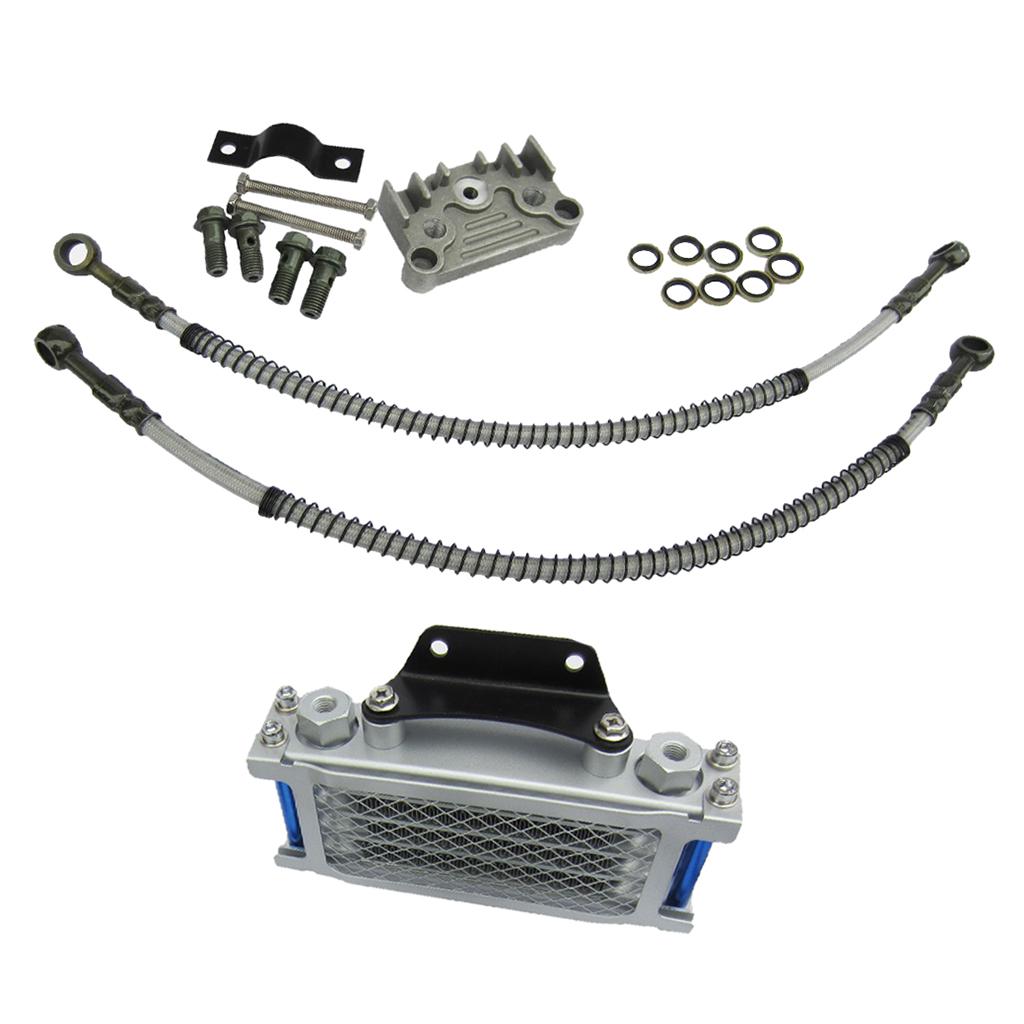 Engine Oil Cooler Kit Radiator Sliver for 125cc 140cc Motorbike Pit Bike