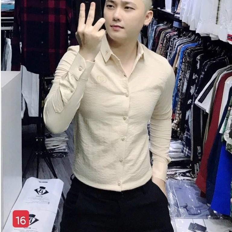 Áo sơ mi nam dài tay chất đũi không nhăn dáng ôm body nhiều mẫu TINA m16