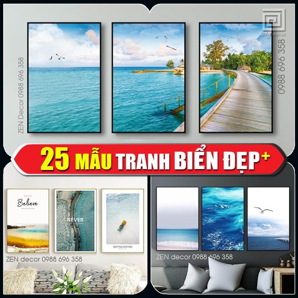 Tranh treo tường cảnh biển , chất vải Canvas nhập khẩu có khung nổi