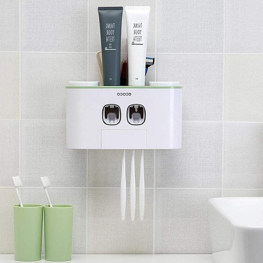 Hộp đựng bàn chải đánh răng có bộ Nhả Kem Đánh Răng Tự Động kèm 4 Cốc Ecoco E1802