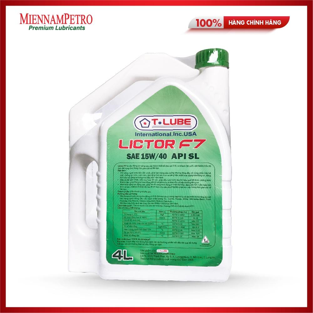 Dầu Nhớt Tlube Lictor F7 15W-40 API SL 4L MiennamPetro Bảo Vệ Động Cơ Xe Ô Tô, Xe Khách Trong Điều Kiện Vận Hành Liên Tục