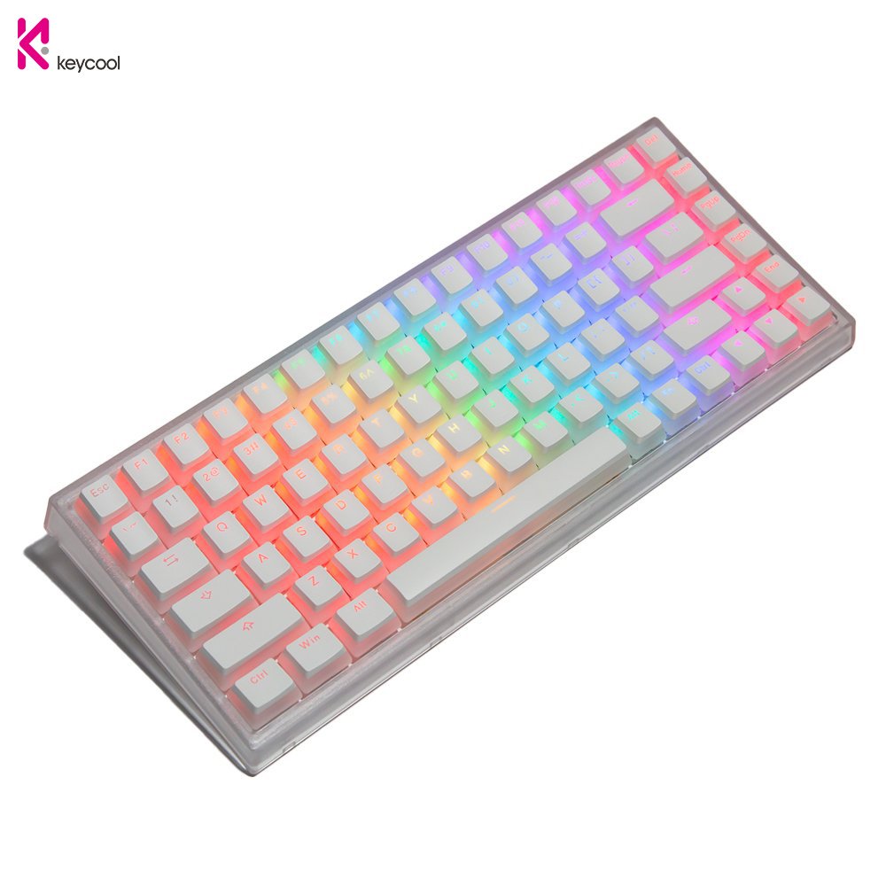 Bàn phím cơ Keycool KC84 Pro Transparent White RGB Hotswap Three-mode Bluetooth 5.0/ 2.4G/ Type-C - hàng chính hãng