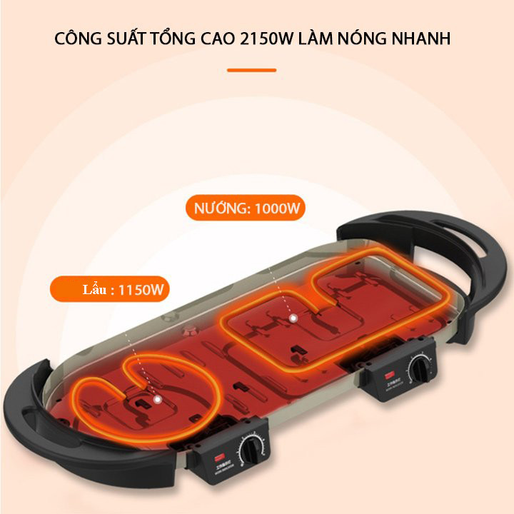 Bếp lẩu nướng đa năng 2 trong 1 Liven SK-J6860 Hàng Chính Hãng