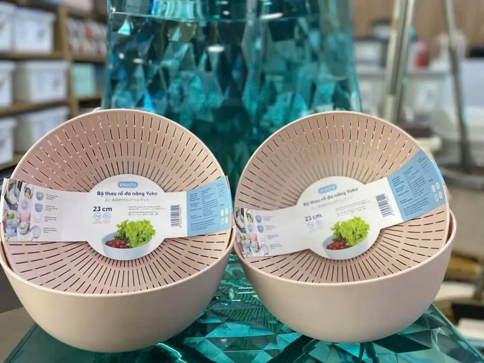 Bộ thau rổ đa năng Yoko 23 cm - Thau đựng thực phẩm, Rổ rửa rau củ quả - Hàng chính hãng INOCHI - Tiêu chuẩn Nhật Bản